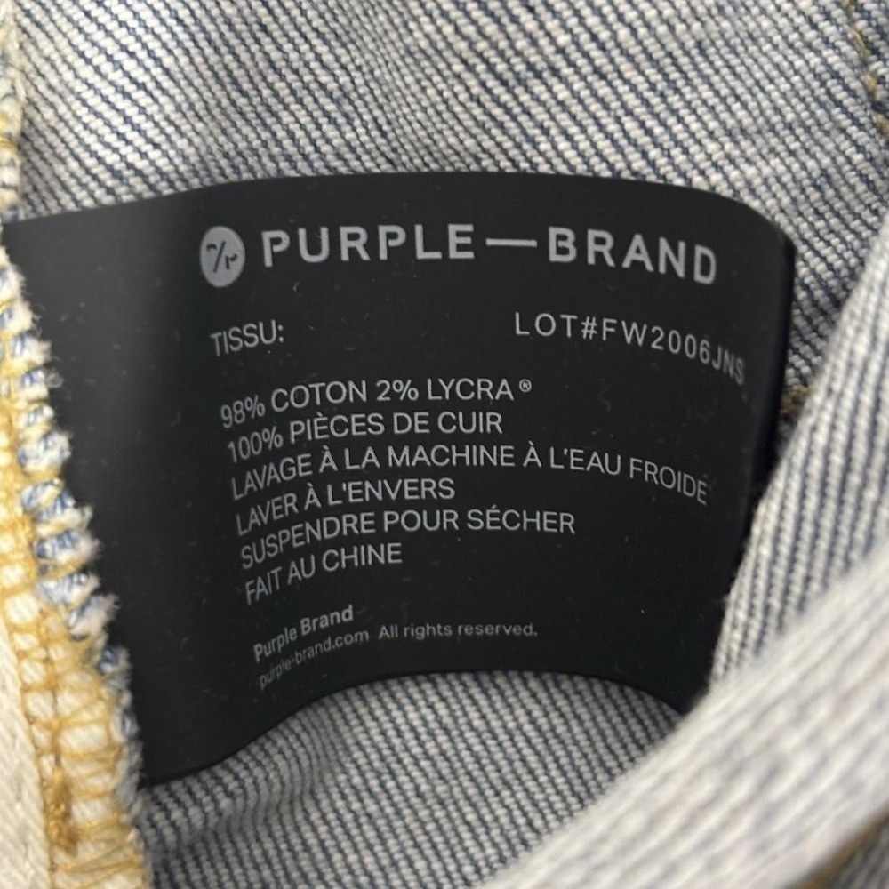 Purple Brand Jeans Mens 38x34 Light Wash Distressed Button Fly Rips FW2006JNS - Picture 6 of 16